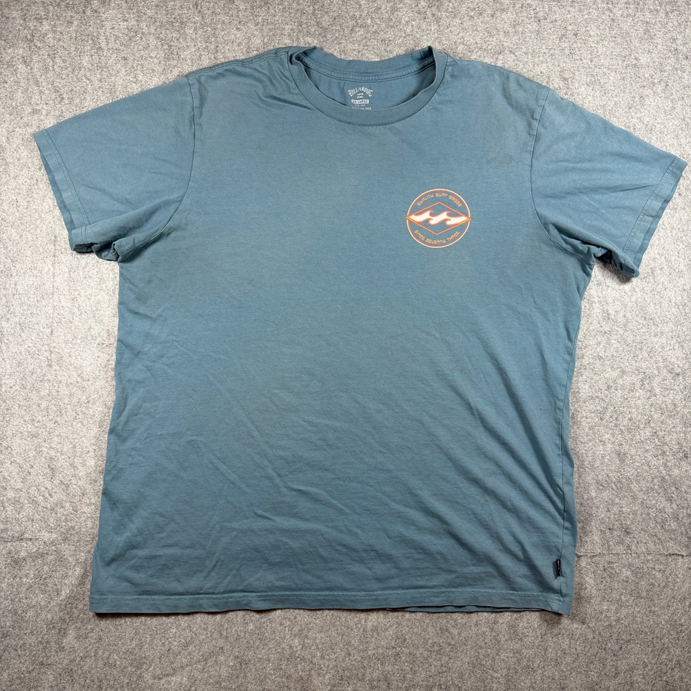 Billabong Mens Premium Graphic T Shirt XXL Blue Cotton Short Sleeve Wave Logo